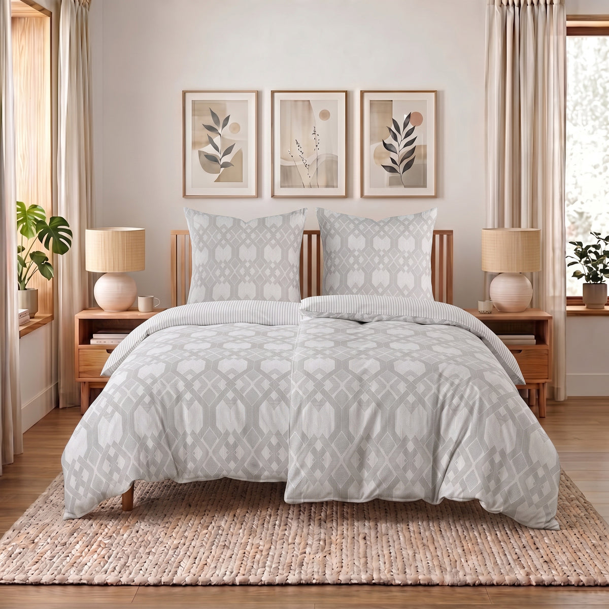 Bettwäsche Nexus Grau, Reißverschluss, 80x80 cm Kissenbezug, Polycotton – Bild 10