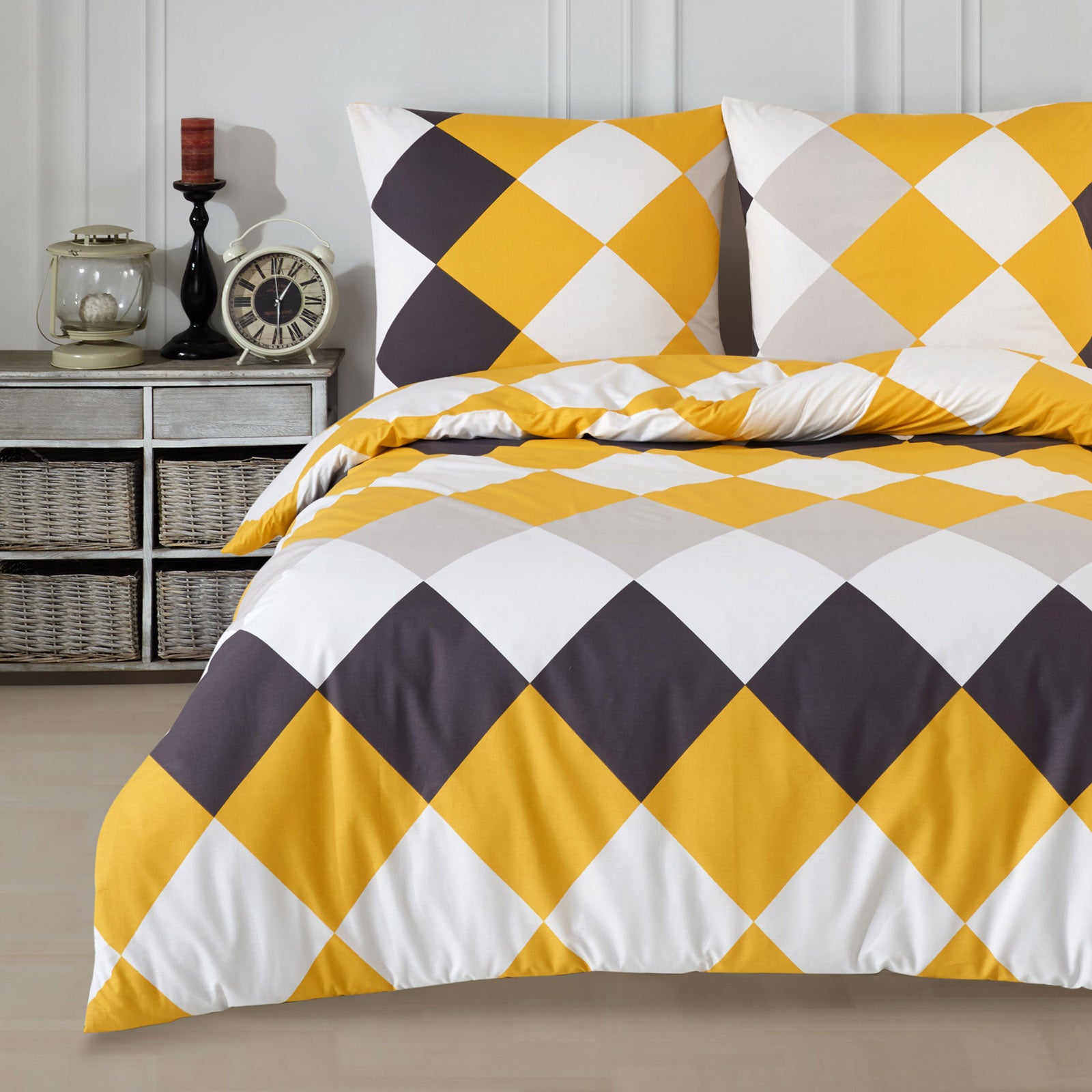 Buymax Anaga Yellow Bettwäsche – Weiche Renforcé Baumwolle, 80x80 cm