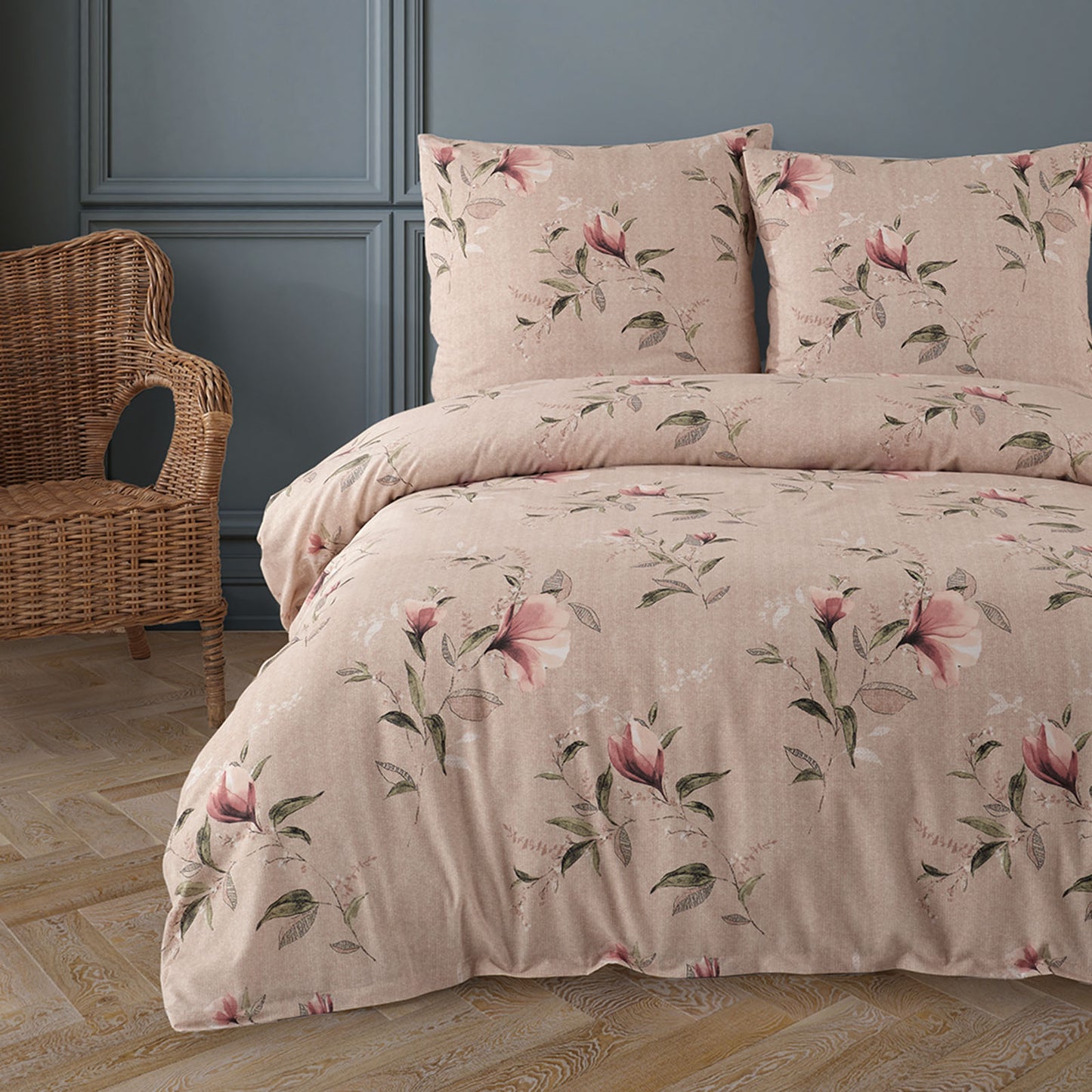 Bettwäsche Set "Mina", Baumwolle, Blumen, 135x200 cm