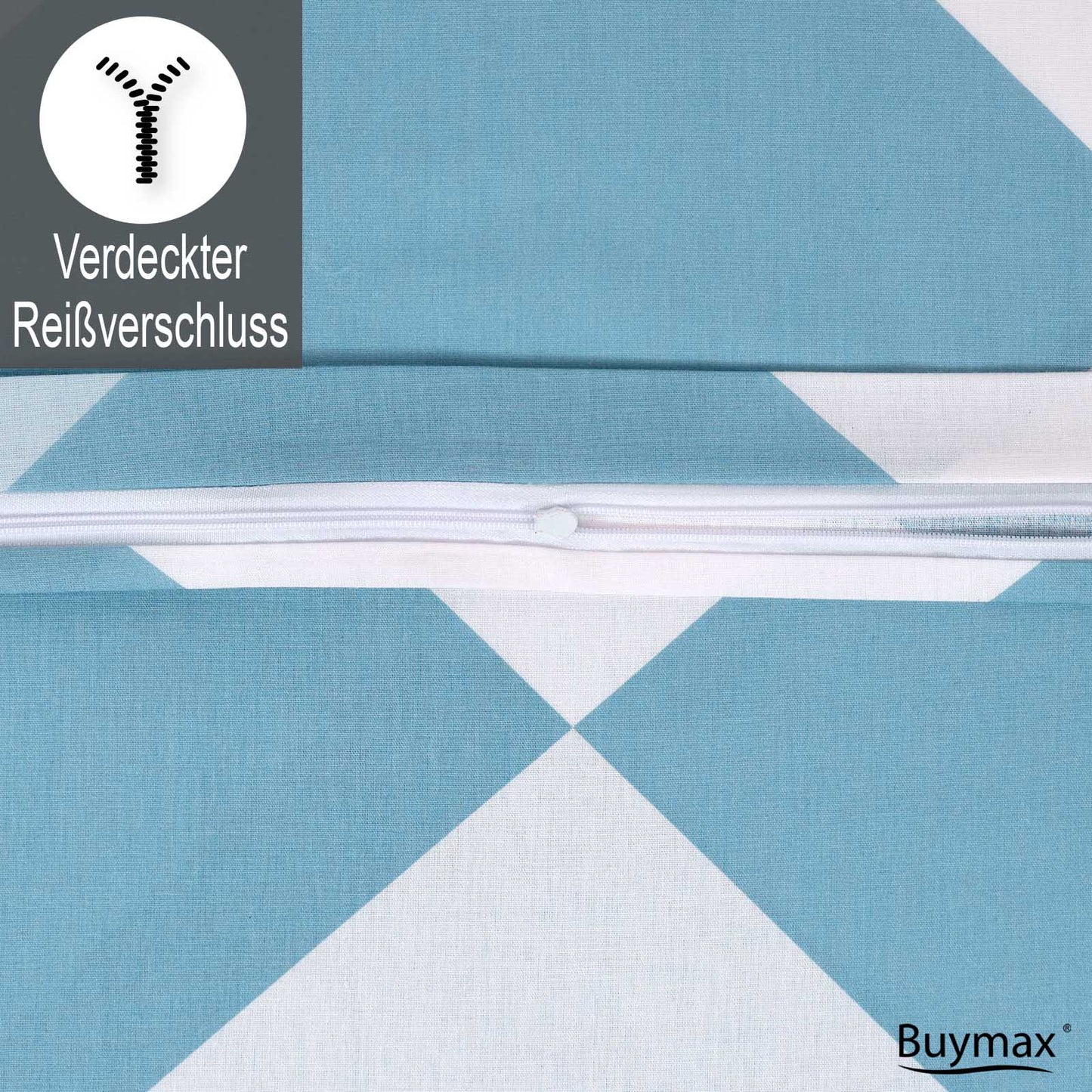 Renforcé Bettwäsche, Blau, Reißverschluss