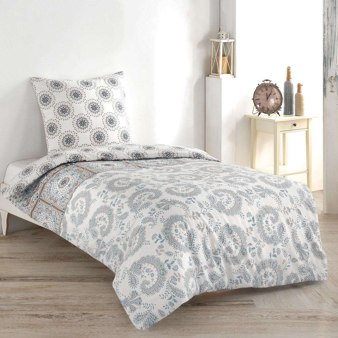 2 teiliges Bettwäsche Set 135x200 cm Baumwolle Renforce mit Reißverschluss - buymax