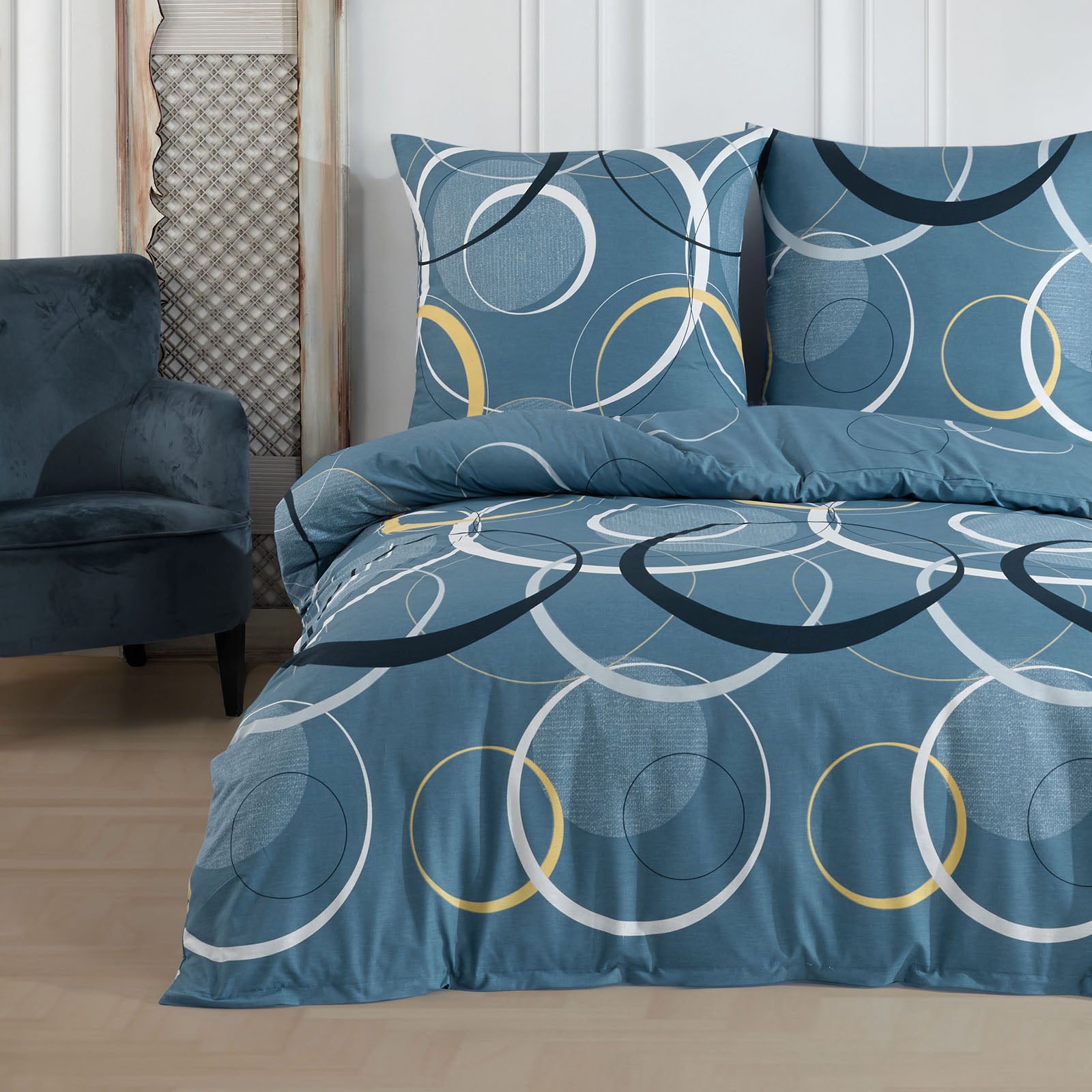 Buymax Renforcé Bettwäsche 100%Baumwolle – Wave Design & 80x80cm