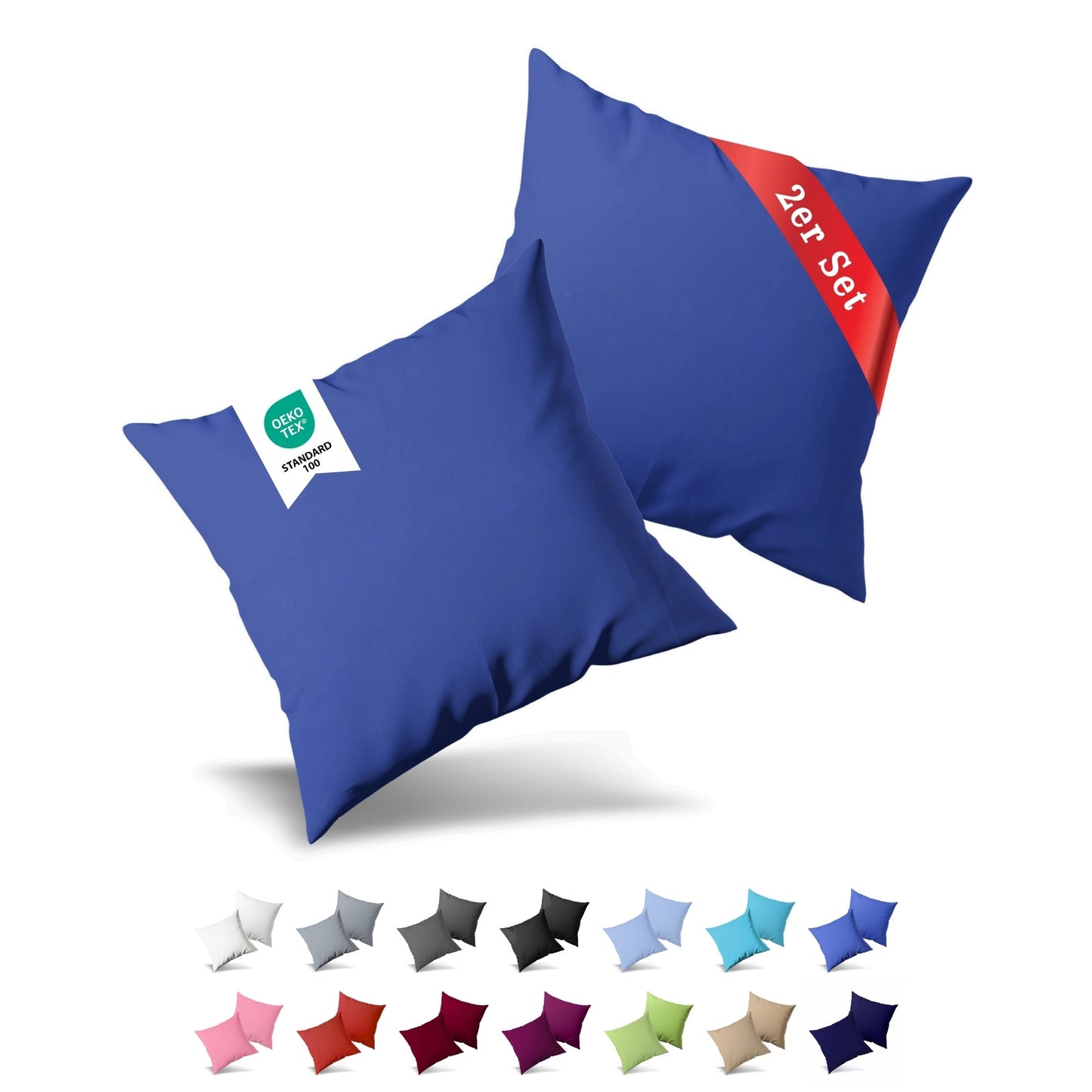 Jersey Kissenbezug, 2er-Set, 40x60 cm, Dunkelblau