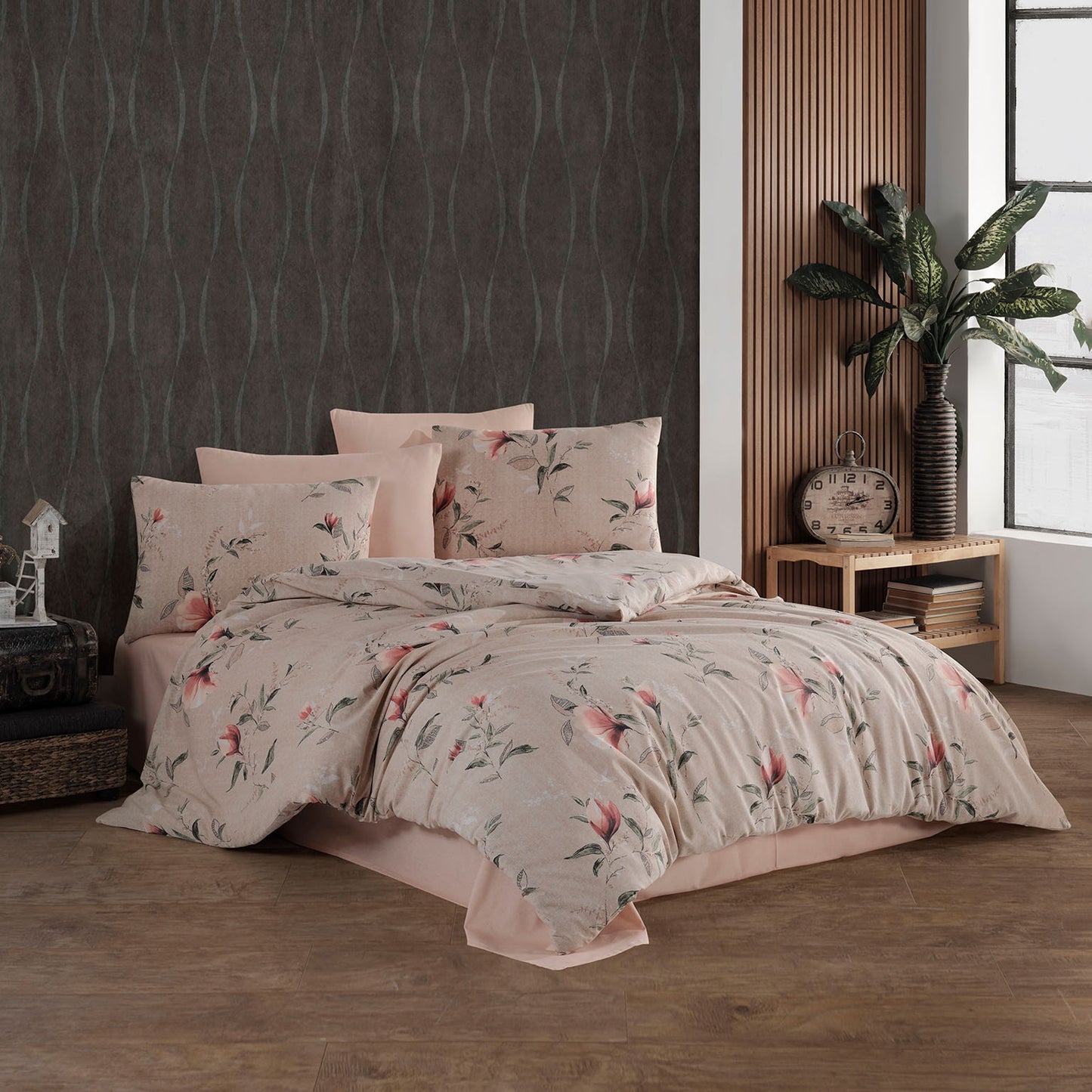 Bettwäsche Set "Mina", Baumwolle, Blumen, 155x220 cm