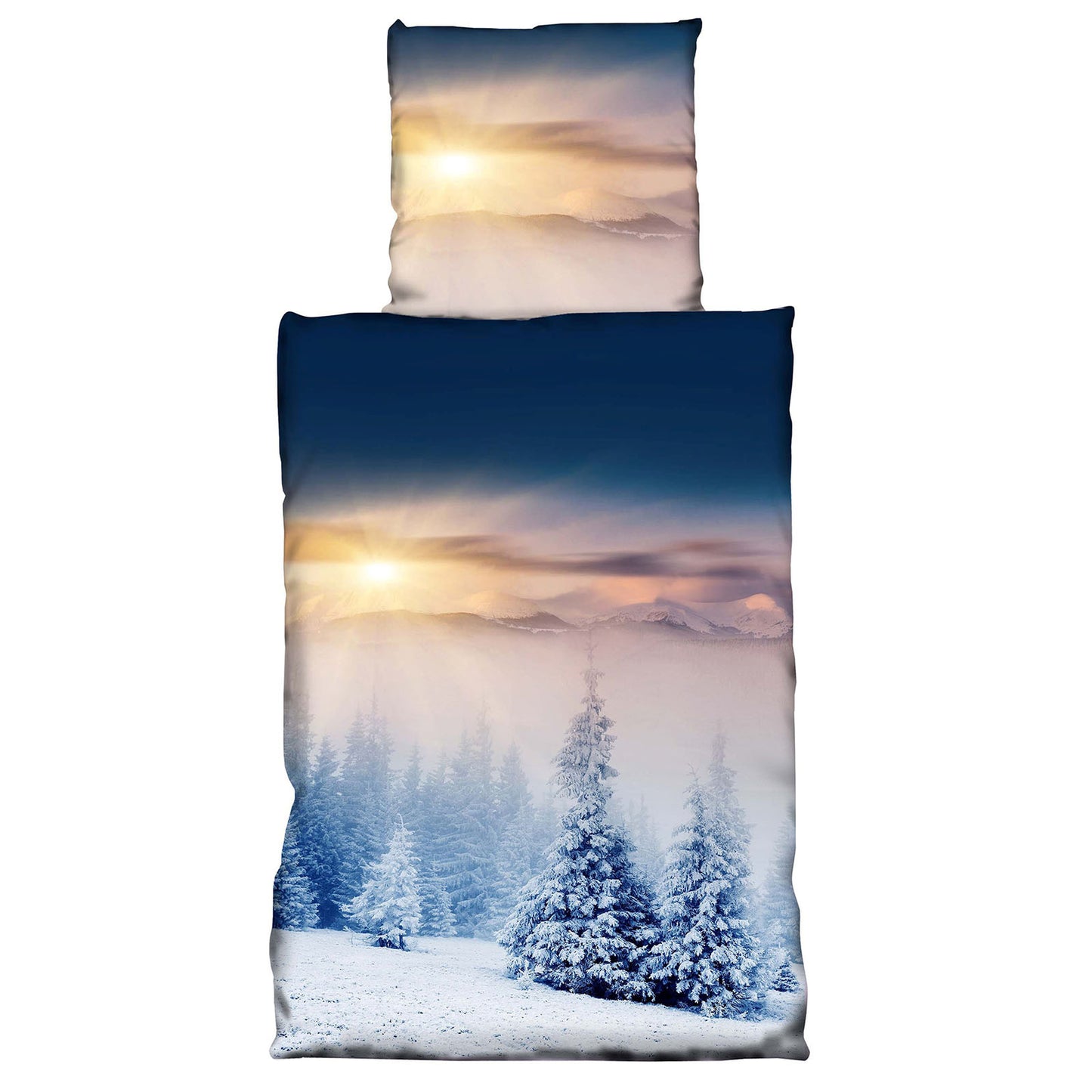Fleece Bettwäsche, Weihnachten, Wintermotiv, Schnee, 135x200 , 2 teilig