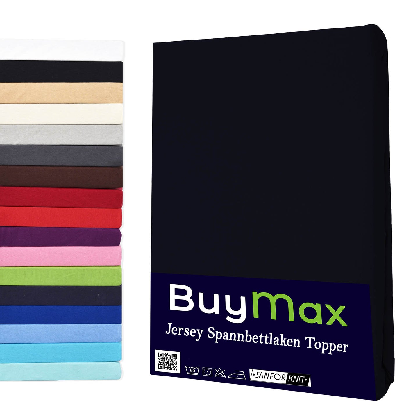 Topper Spannbettlaken 160x200 cm - Buymax Schwarz