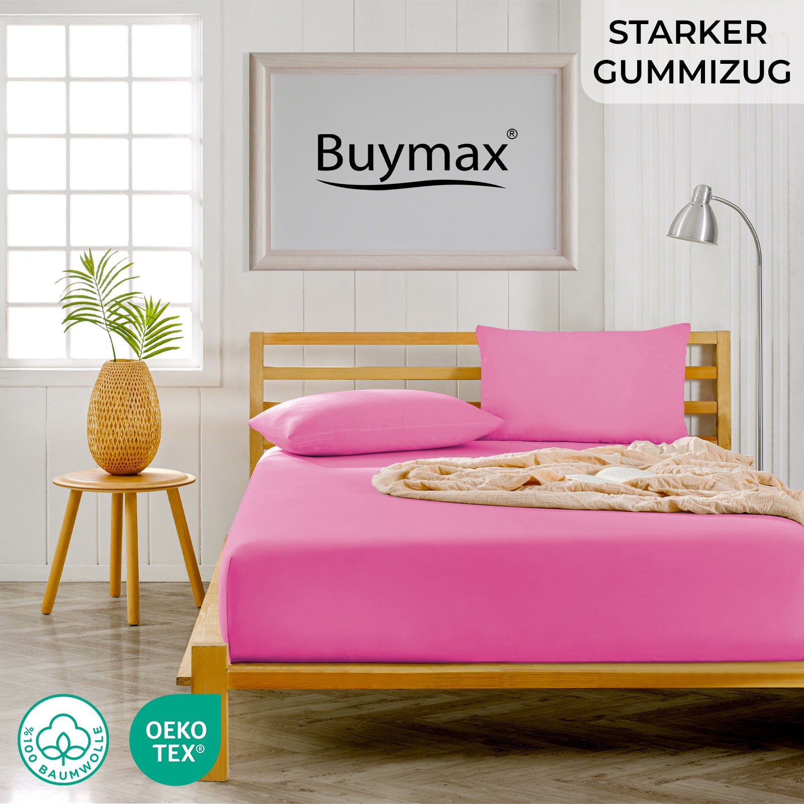 Topper Spannbettlaken 120x200 cm - Buymax pink