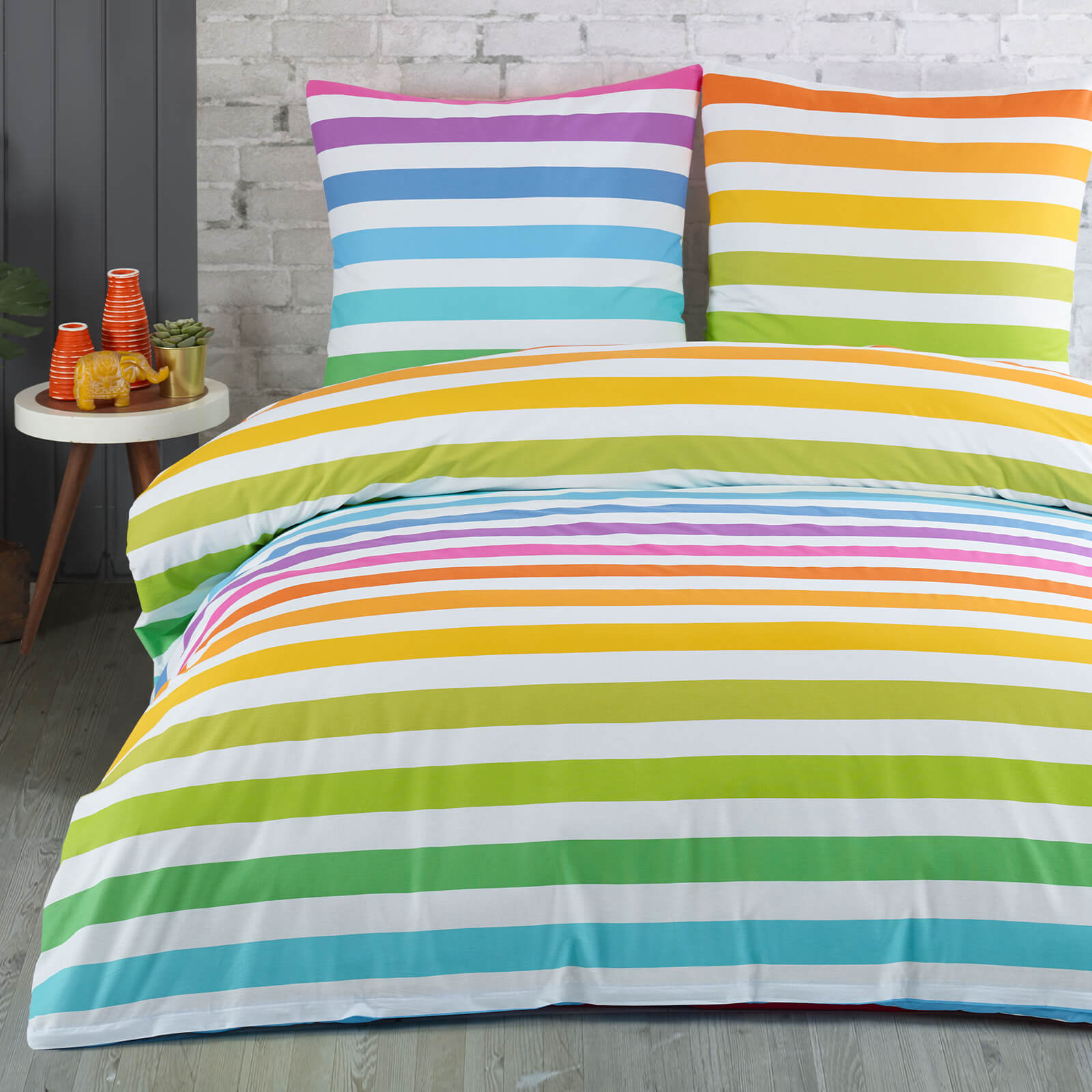 Buymax Renforcé Bettwäsche 100%Baumwolle – Rainbow Design & 80x80cm