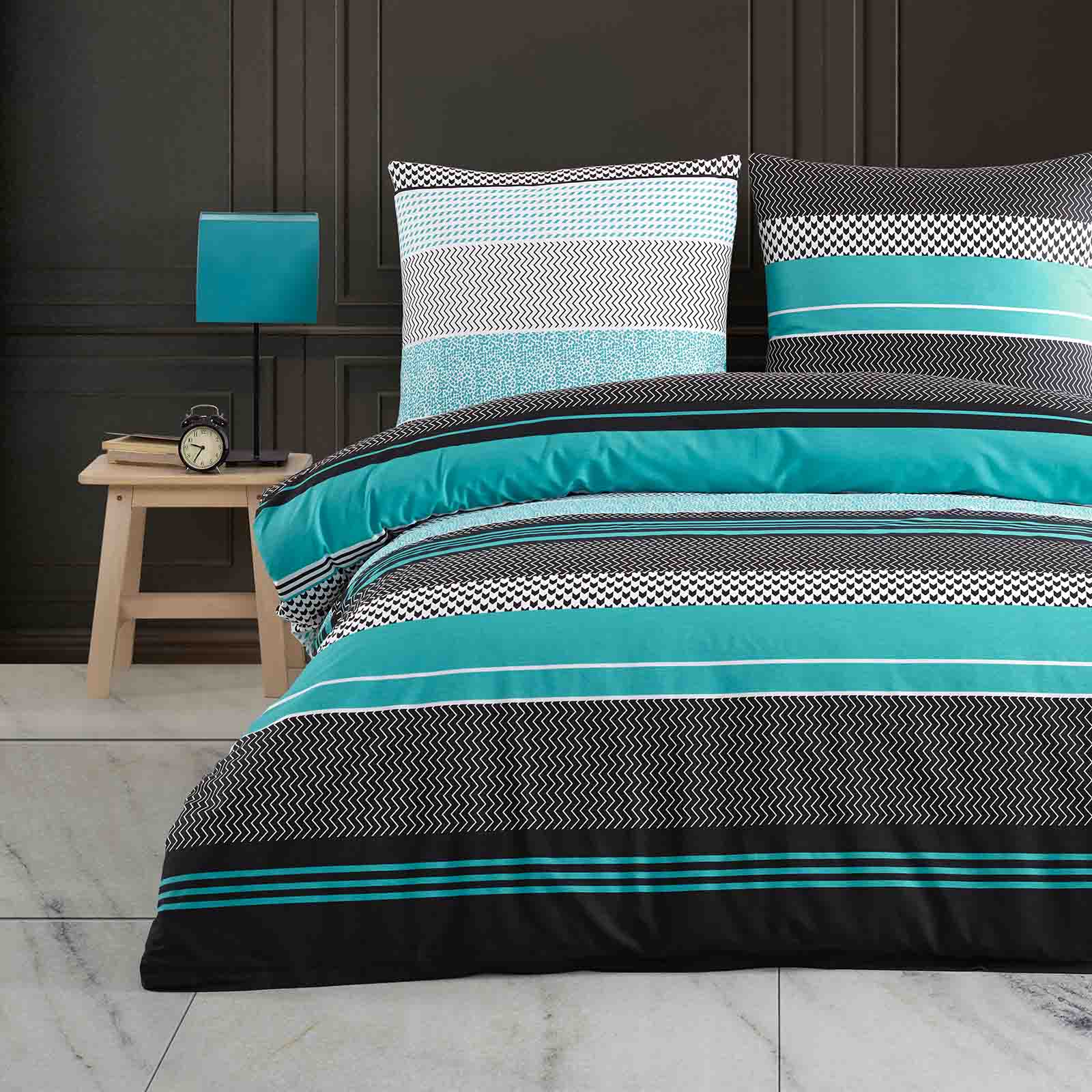 Buymax Renforcé Bettwäsche 100%Baumwolle –Zigo Türkis Design & 80x80cm