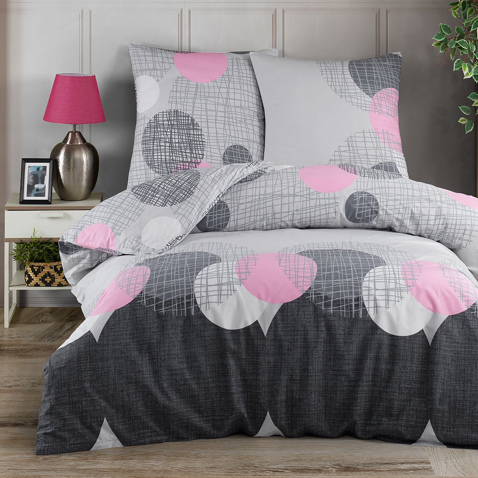 Buymax Renforcé Bettwäsche 100%Baumwolle –Jadore Pink Design & 80x80cm