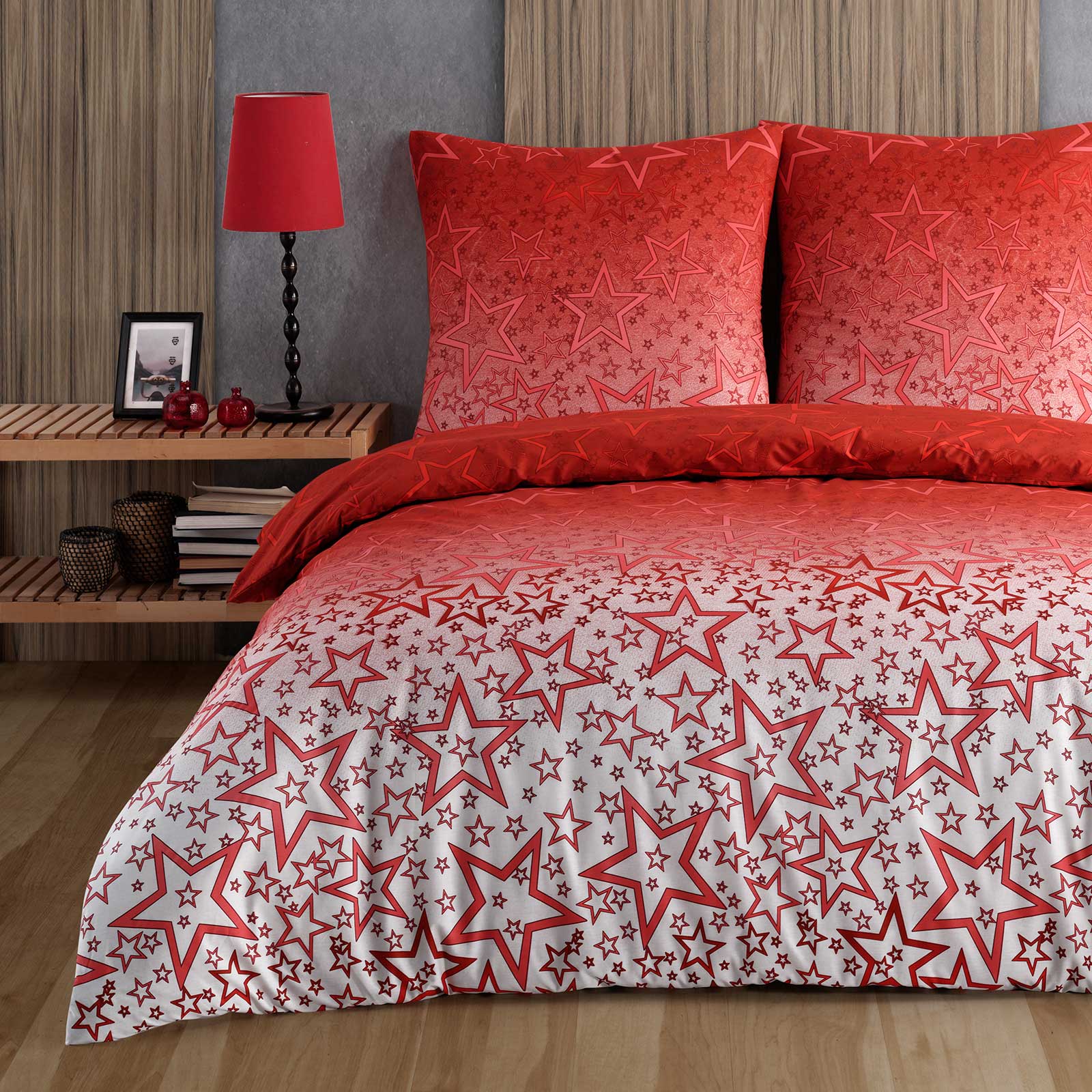 Buymax Renforcé Bettwäsche 100%Baumwolle –Miracle Rot Design & 80x80cm