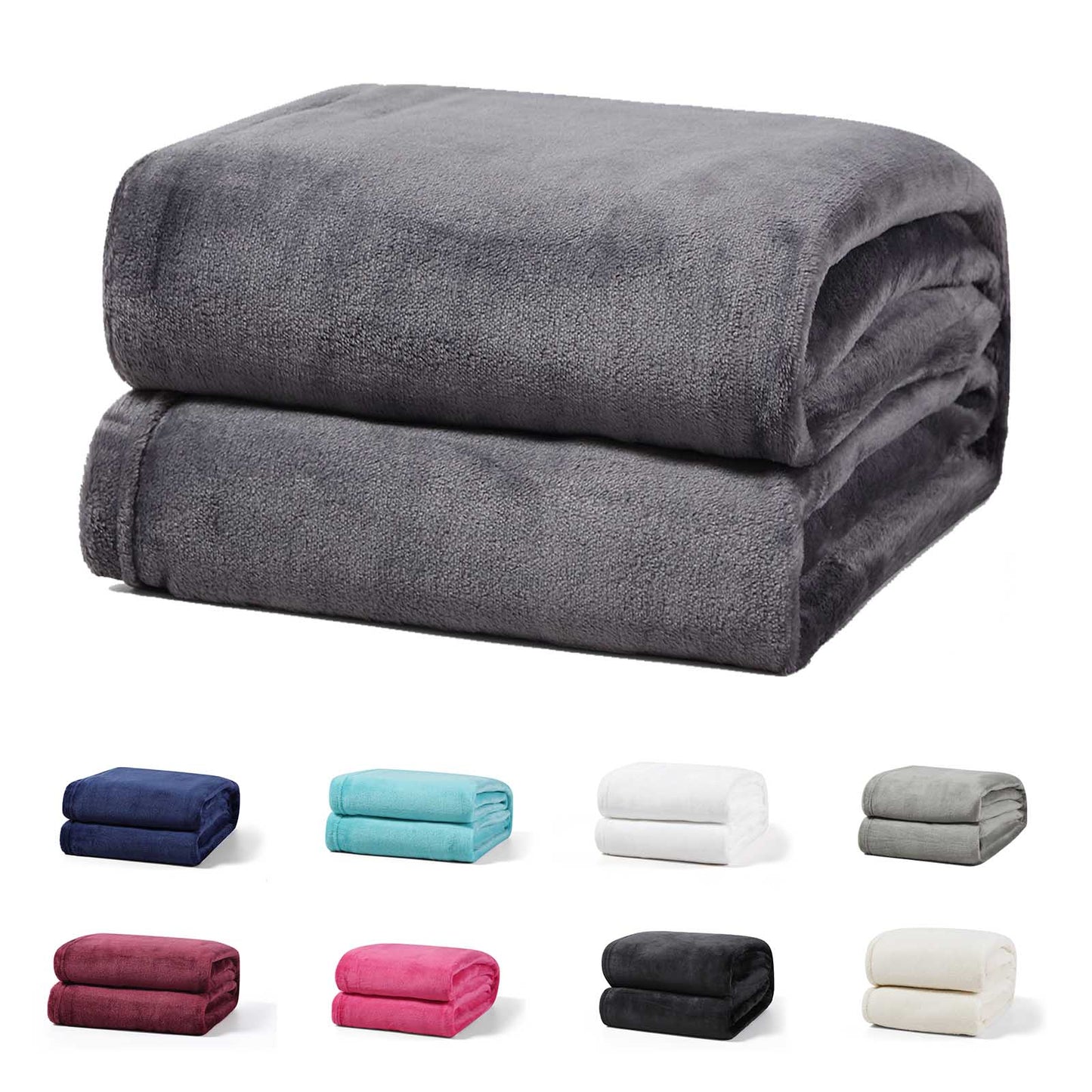 Fleecedecke, hochwertige Kuscheldecke aus Fleece Decke warm, Grau- Buymax