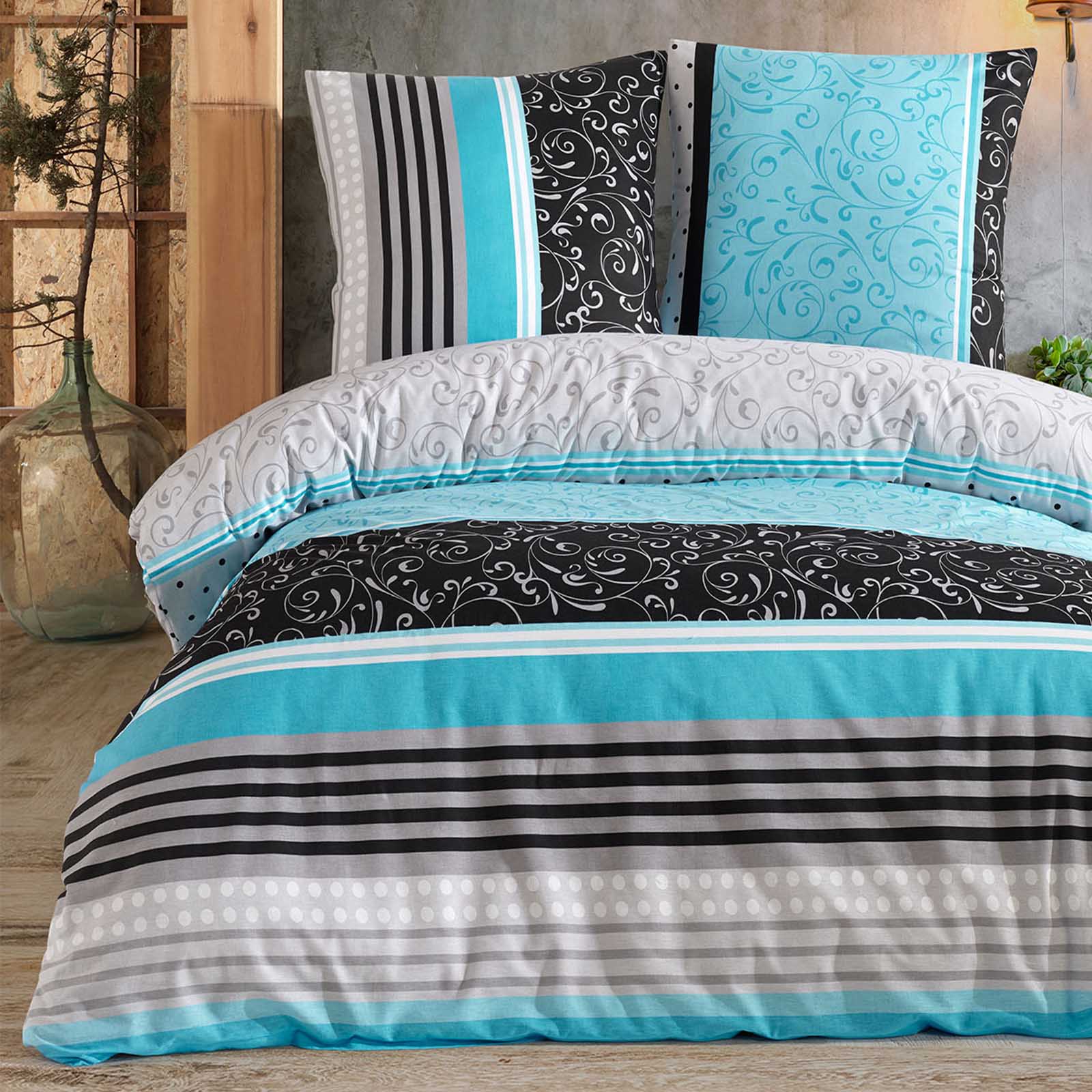 3-piece bed linen 200x220 cotton renforce with zipper