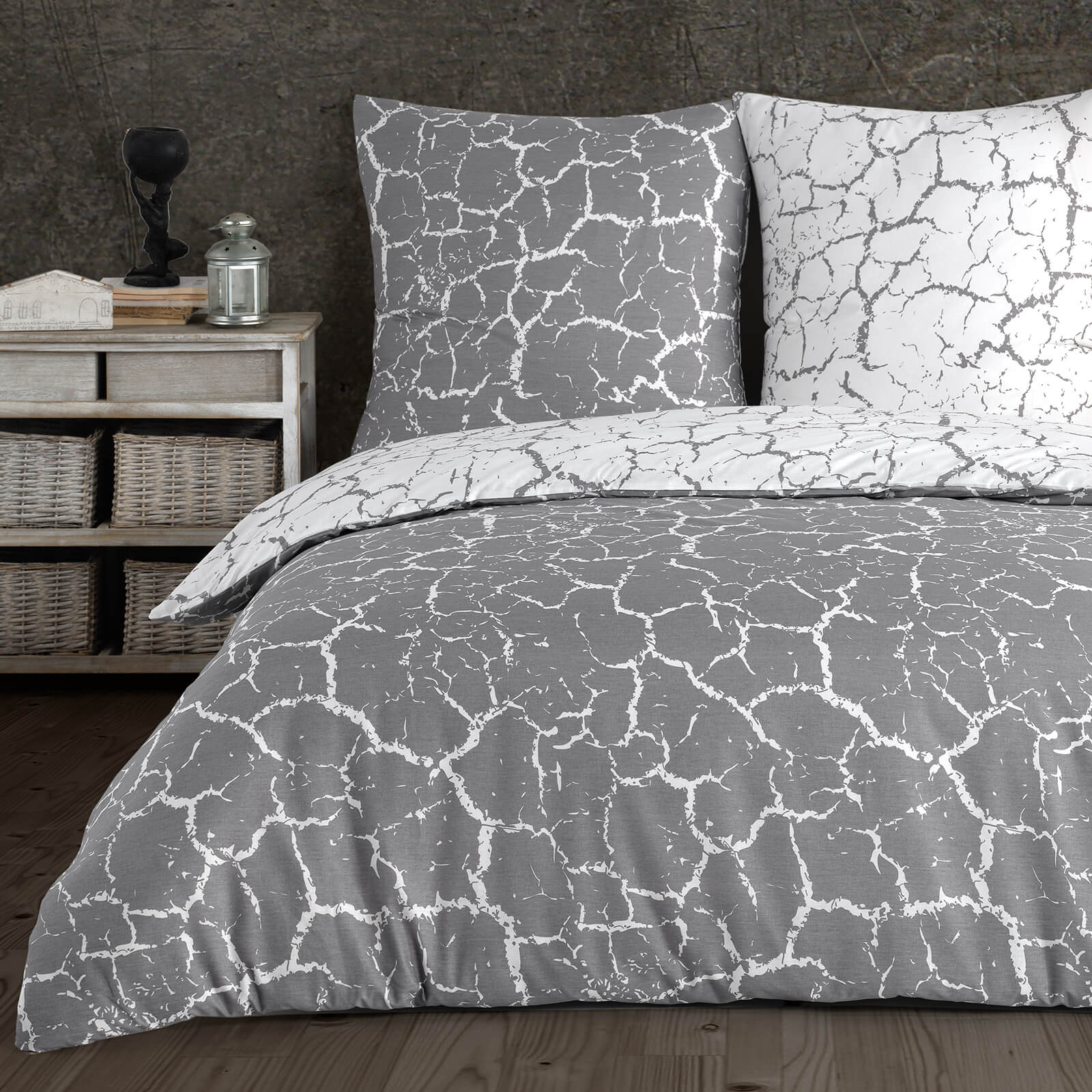 Buymax Bettwäsche Mercer Grau – Renforcé Baumwolle, 80x80 cm Kissen