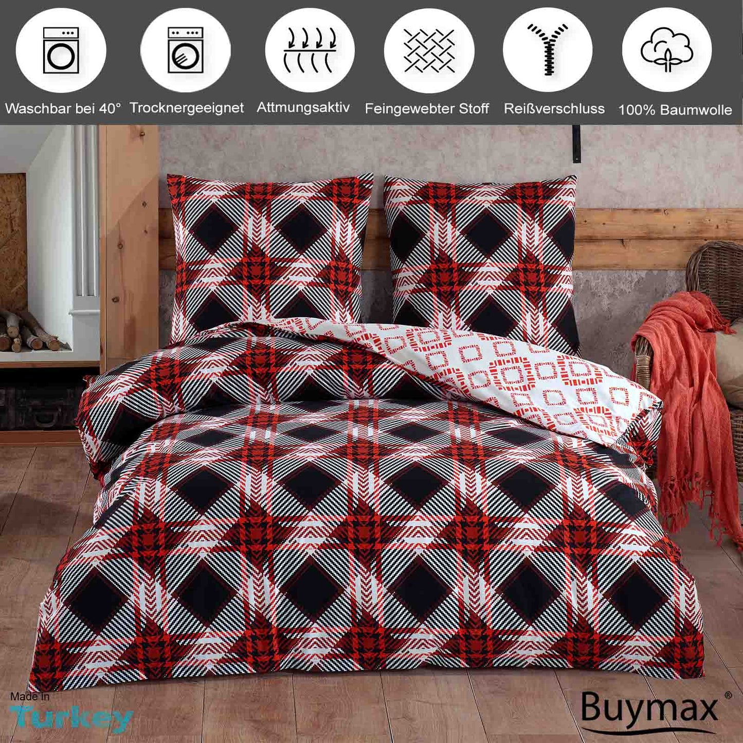 Biber Bettwäsche „Holiday“ Design – Reine Baumwolle, Kuschelig & Warm