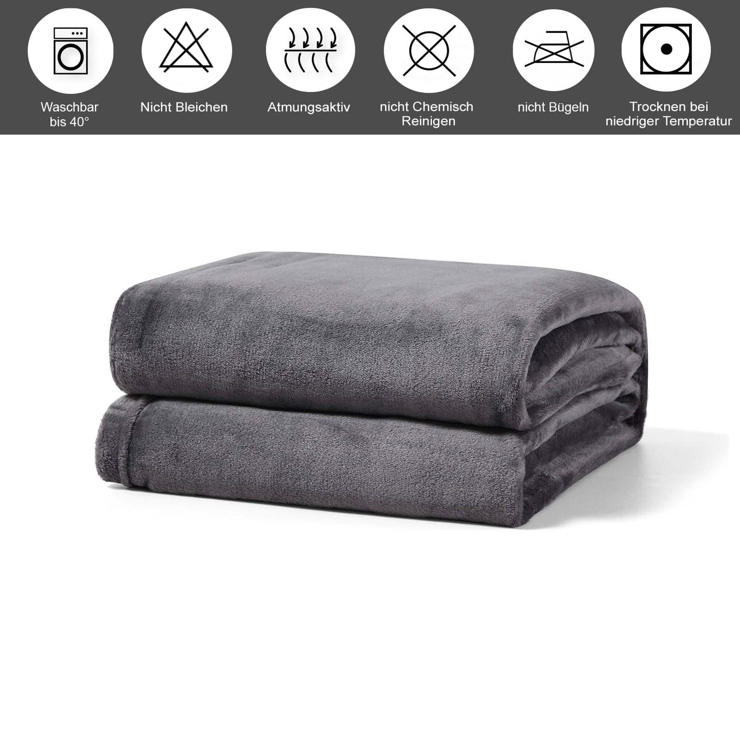 hochwertige Kuscheldecke aus Fleece, Anthrazit - Buymax