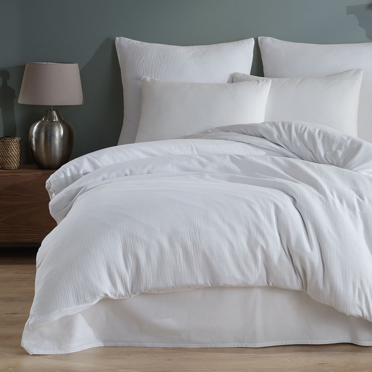 Buymax® Musselin Bettwäsche Set aus Baumwolle, Weiß