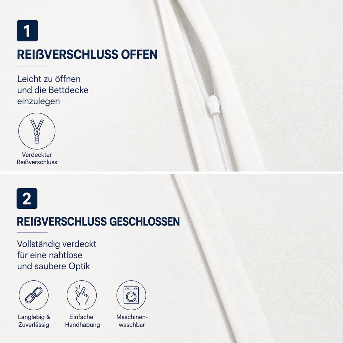 4 teilig Bettwäsche 155x220 Baumwolle Renforce mit Reißverschluss Solene_Grau