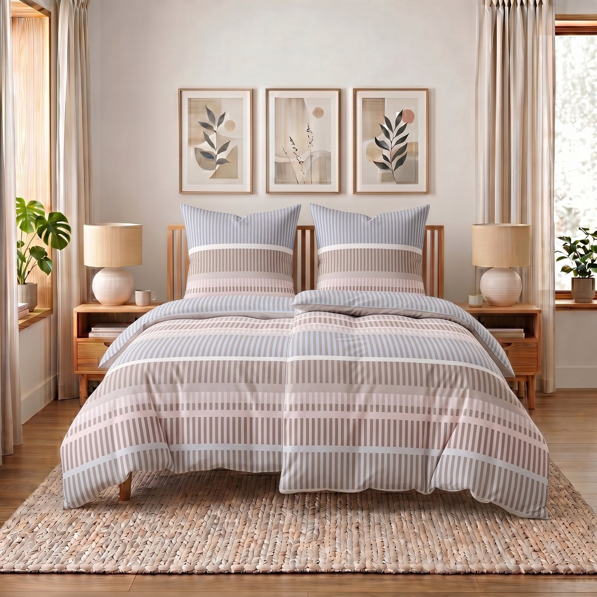 Bettwäsche Emma Beige, Reißverschluss, 80x80 cm Kissenbezug, Polycotton – Bild 10