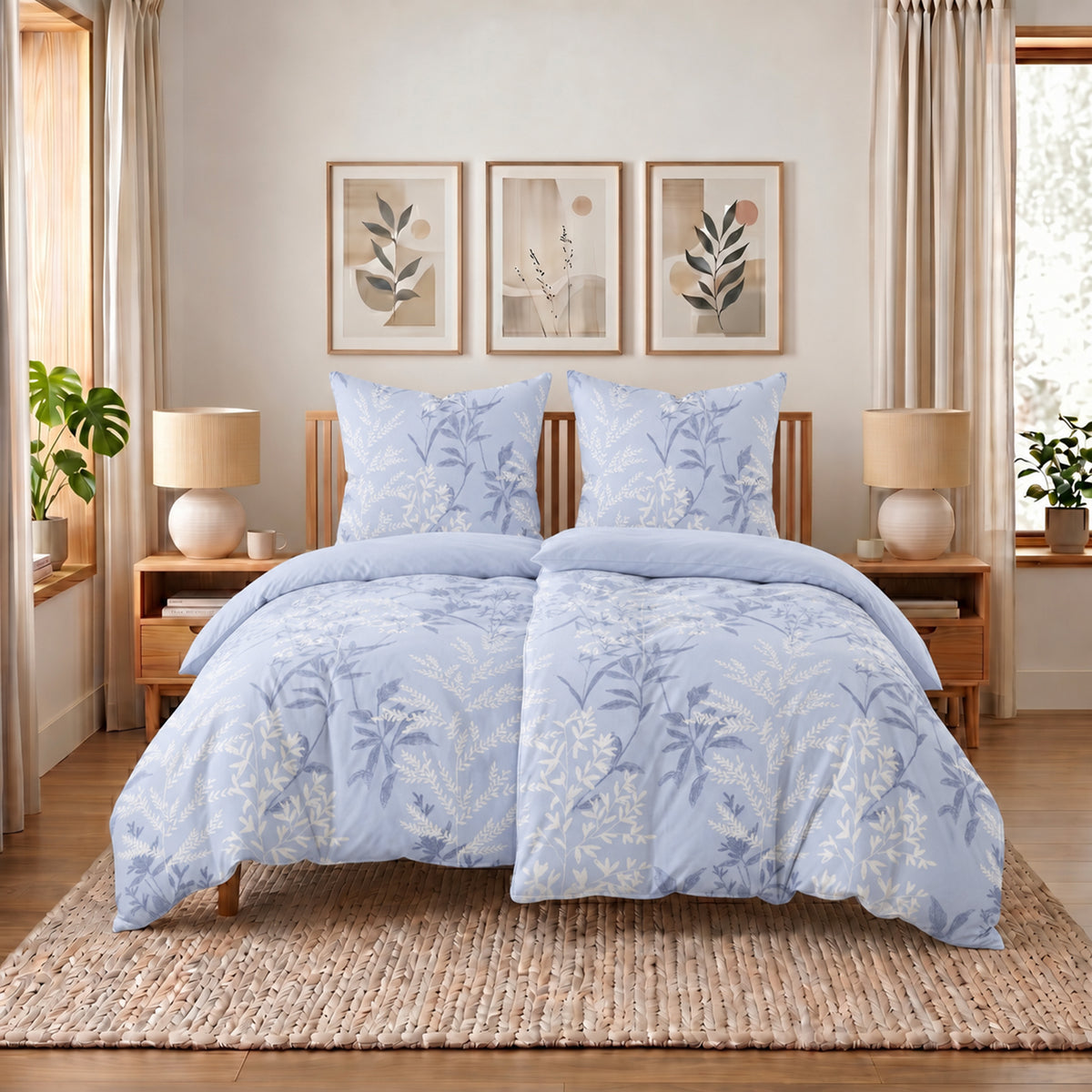 Bettwäsche Nobel Blau, Reißverschluss, 80x80 cm Kissenbezug, Polycotton – Bild 10