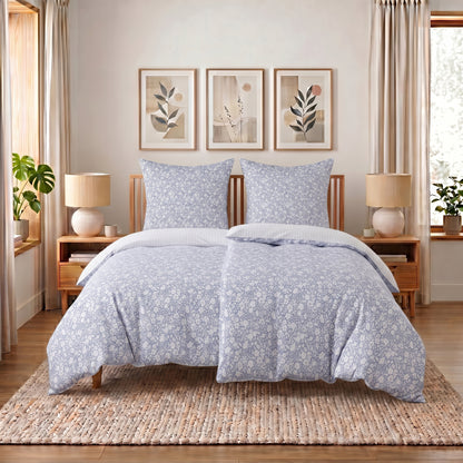 Bettwäsche Meadow Blau, Reißverschluss, 80x80 cm Kissenbezug, Polycotton – Bild 10