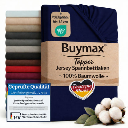 Topper Jersey Spannbettlaken 120x200 cm – Marineblau – Bild 1