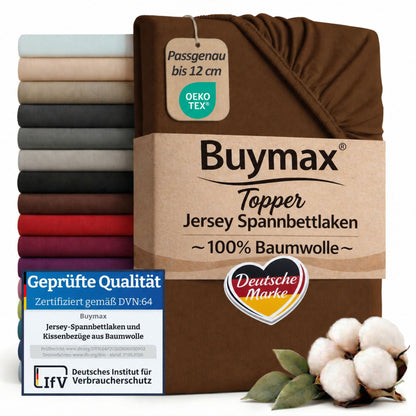 Topper Jersey Spannbettlaken 120x200 cm – Schokobraun – Bild 1