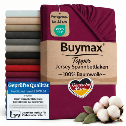 Topper Jersey Spannbettlaken 120x200 cm – Bordeaux – Bild 1