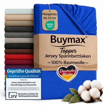 Topper Jersey Spannbettlaken 120x200 cm – Dunkelblau – Bild 1