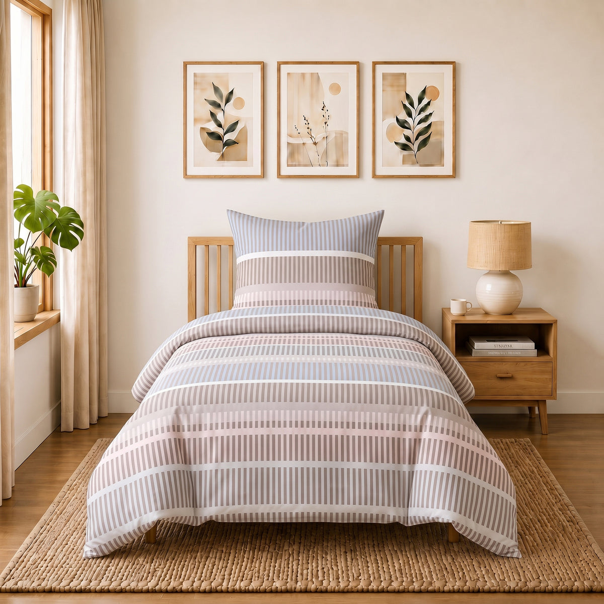 Bettwäsche Emma Beige, Reißverschluss, 80x80 cm Kissenbezug, Polycotton – Bild 9
