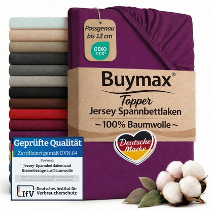 Topper Jersey Spannbettlaken 120x200 cm – Aubergine – Bild 1
