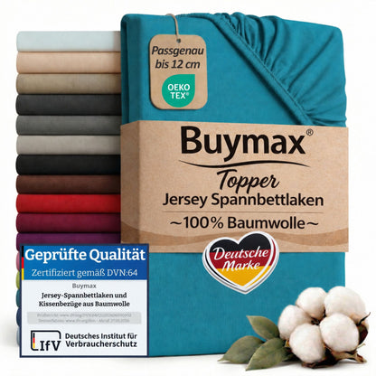 Topper Jersey Spannbettlaken 120x200 cm – Petrol – Bild 1
