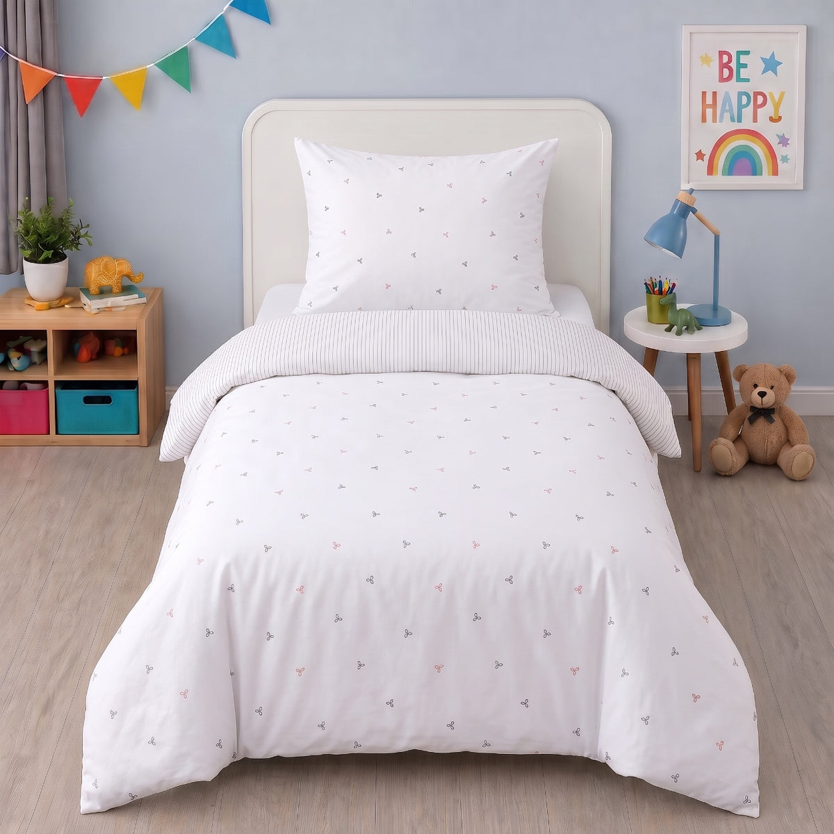 Kinderbettwäsche „Laven“ Renforcé in Rose: Kinderzimmer mit Kinderbettwäsche, ein Kissen – Rose – Bild 1