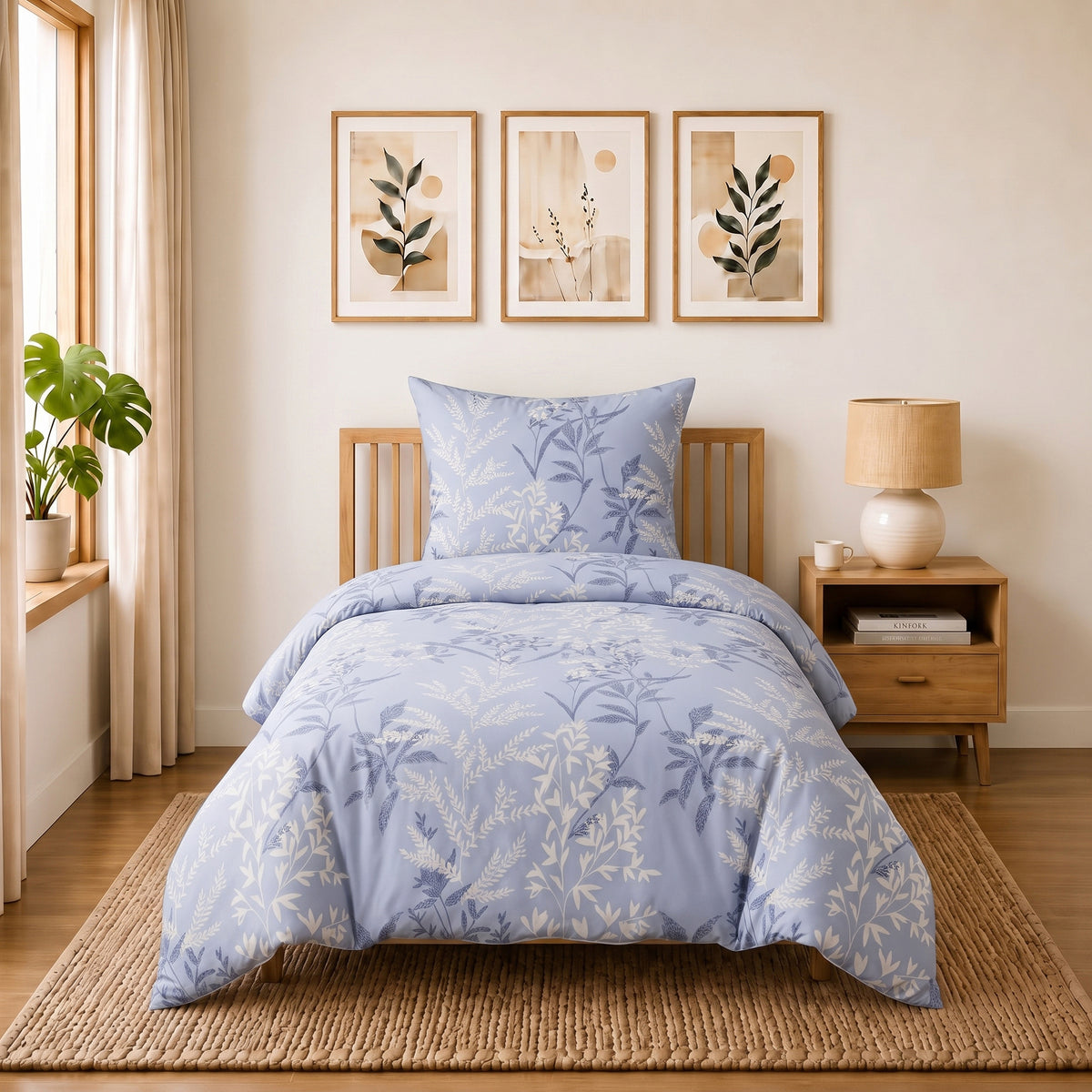 Bettwäsche Nobel Blau, Reißverschluss, 80x80 cm Kissenbezug, Polycotton – Bild 9