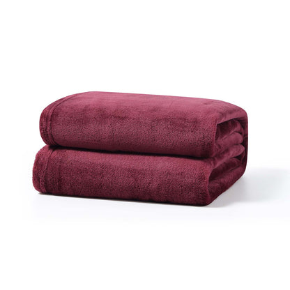 Fleece-Decke, flauschige Kuscheldecke aus Fleece, Bordeaux