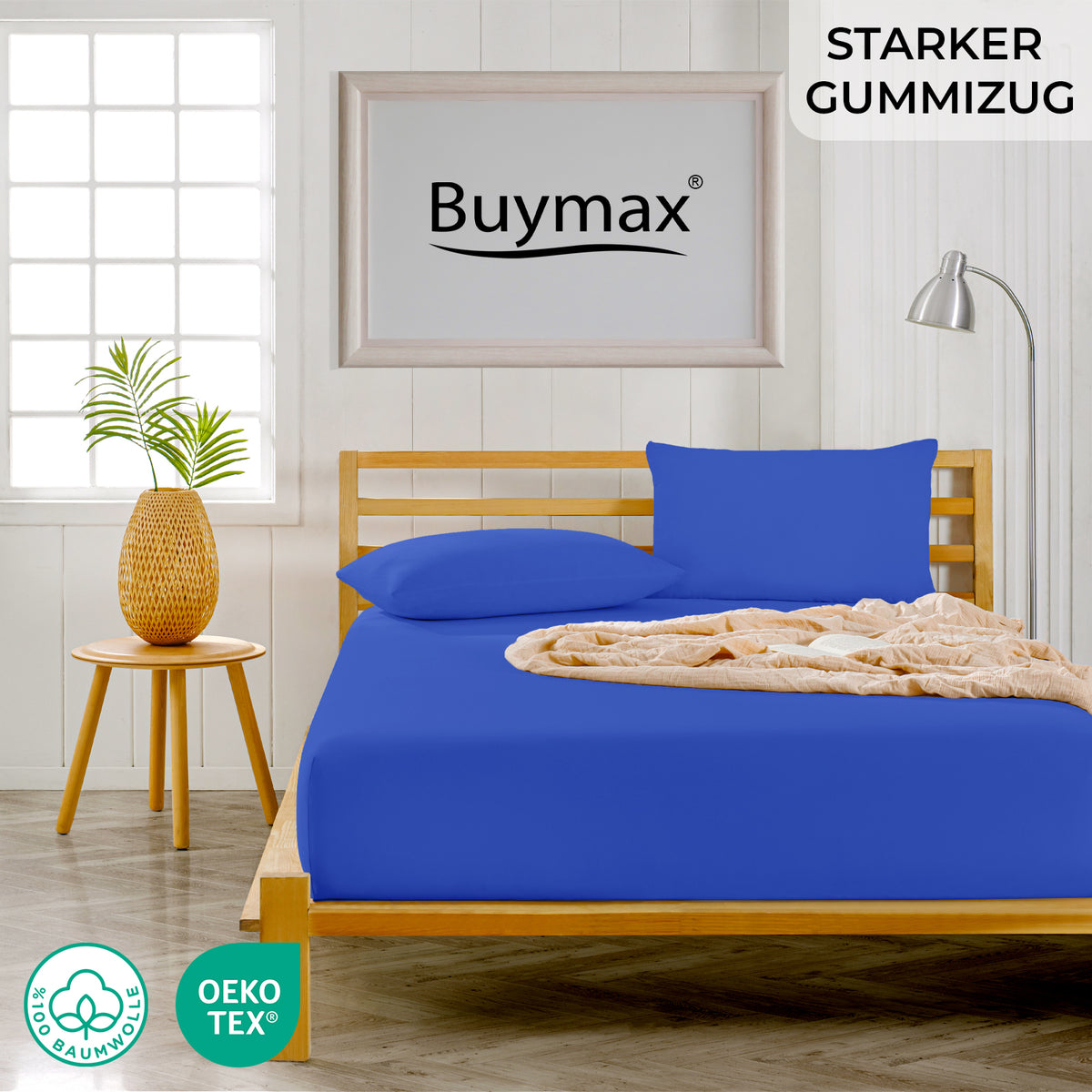 Topper Jersey Spannbettlaken 120x200 cm – Dunkelblau – Bild 2