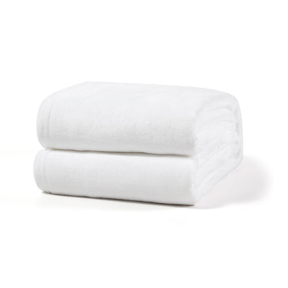 Fleece-Decke, dicke Kuscheldecke aus Fleece, Weiß, 220x240 cm 