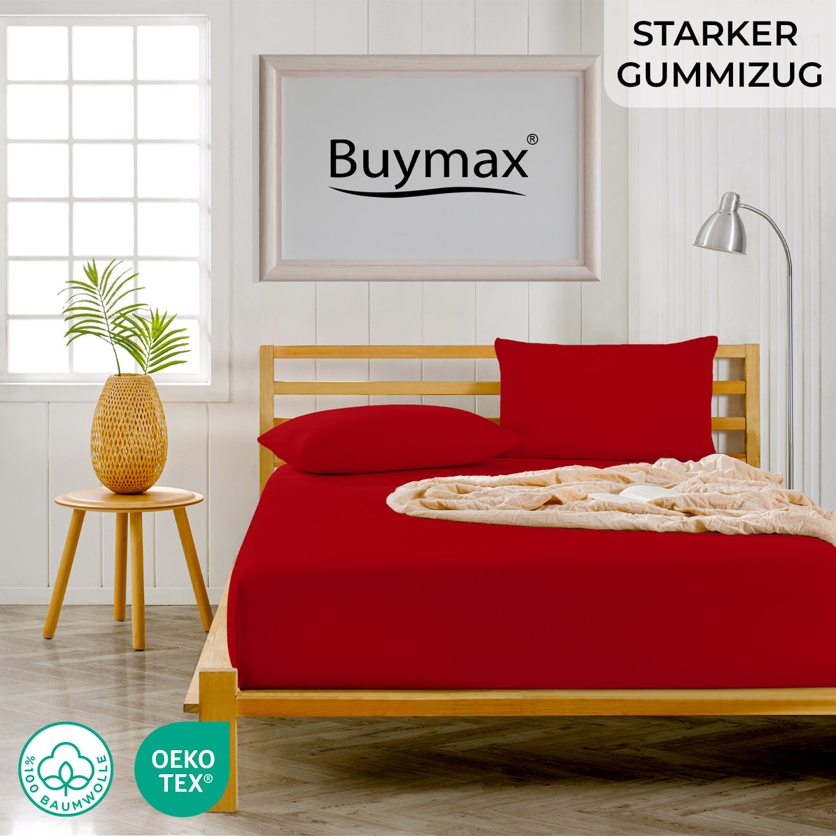 Topper Jersey Spannbettlaken 120x200 cm – Rot – Bild 2