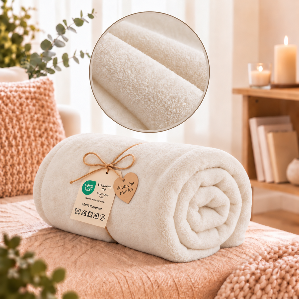 Farbe: Beige | Lifestyle Kuscheldecke