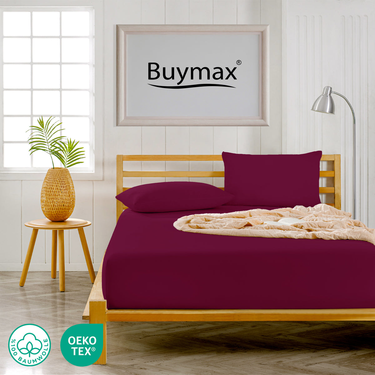 Jersey Kissenbezug, 2er-Set, 40x80 cm – Bordeaux – Bild 2