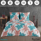 Renforcé bed linen set "Trendy", flowers, 100% cotton, zipper, 80x80 cm pillowcase 