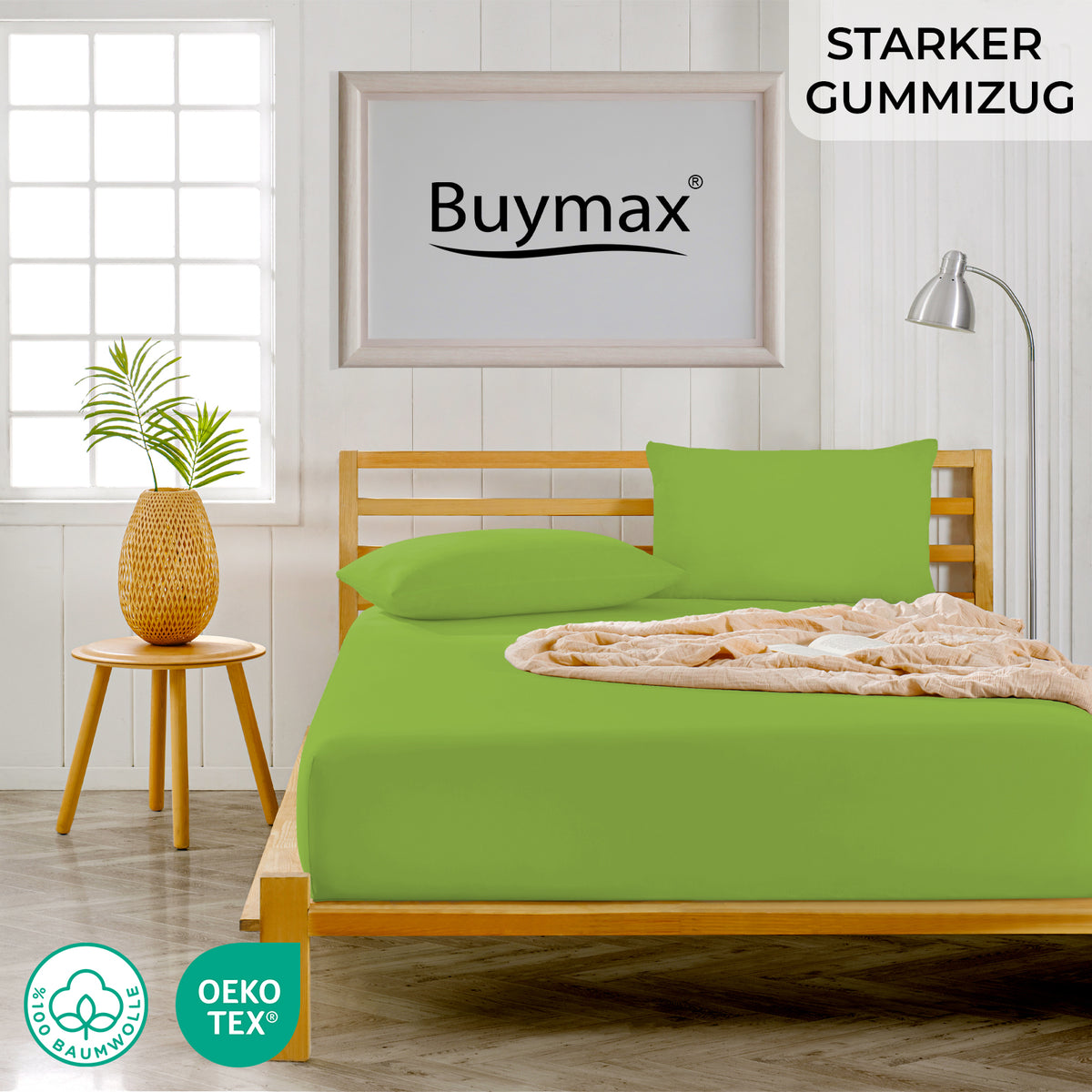 Topper Jersey Spannbettlaken 120x200 cm – Apfelgrün – Bild 2