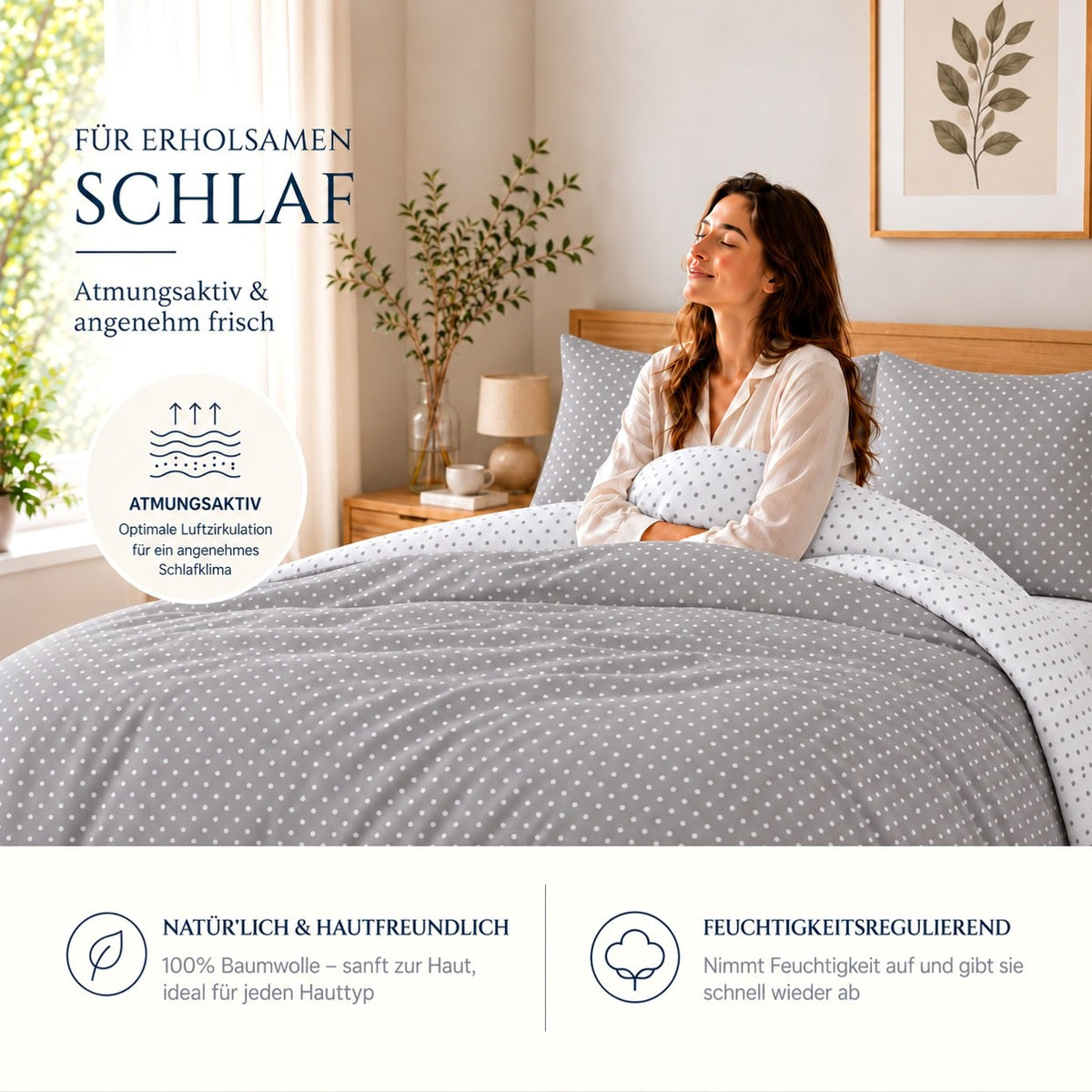 Renforcé Bettwäsche "Meluna", 100 % Baumwolle, Reißverschluss