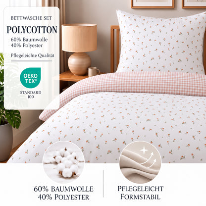 Bettwäsche "Poem", Reißverschluss, 80x80 cm Kissenbezug,Polycotton