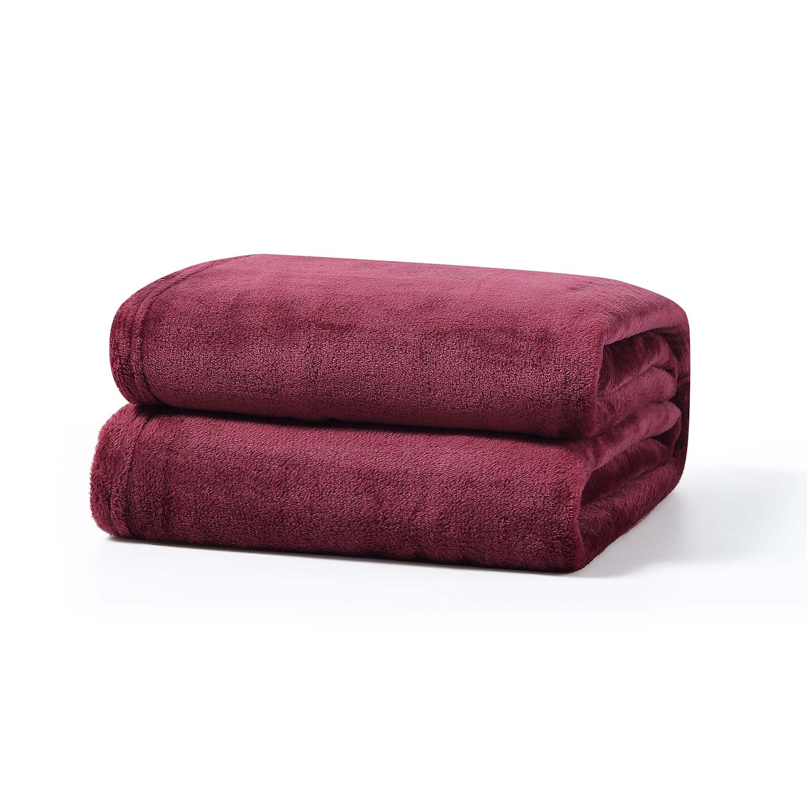 Fleece-Decke, dicke Kuscheldecke aus Fleece, Bordeaux