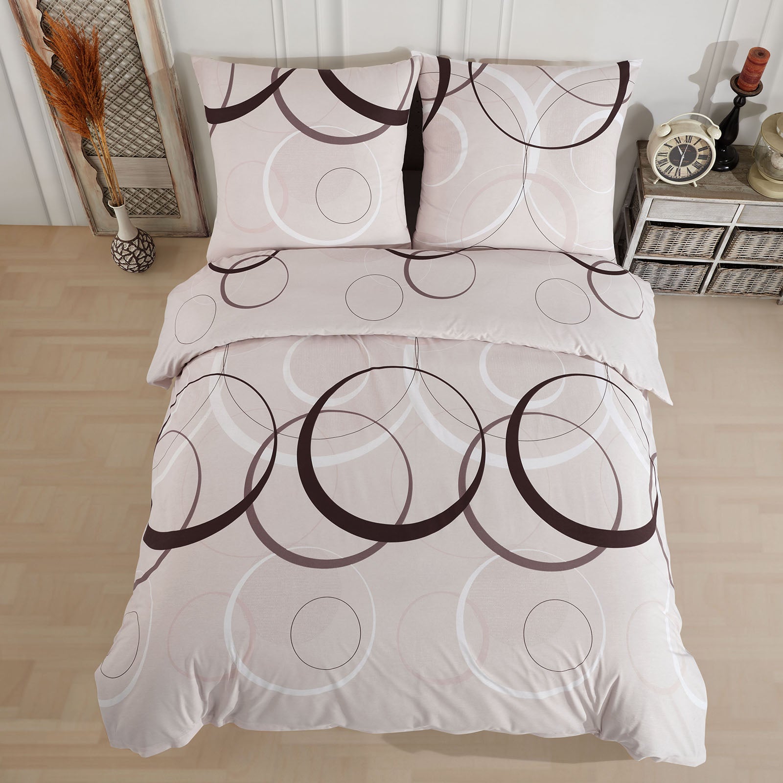 Buymax Bettwäsche Set, 100% Baumwolle, Beige, 200x200 cm