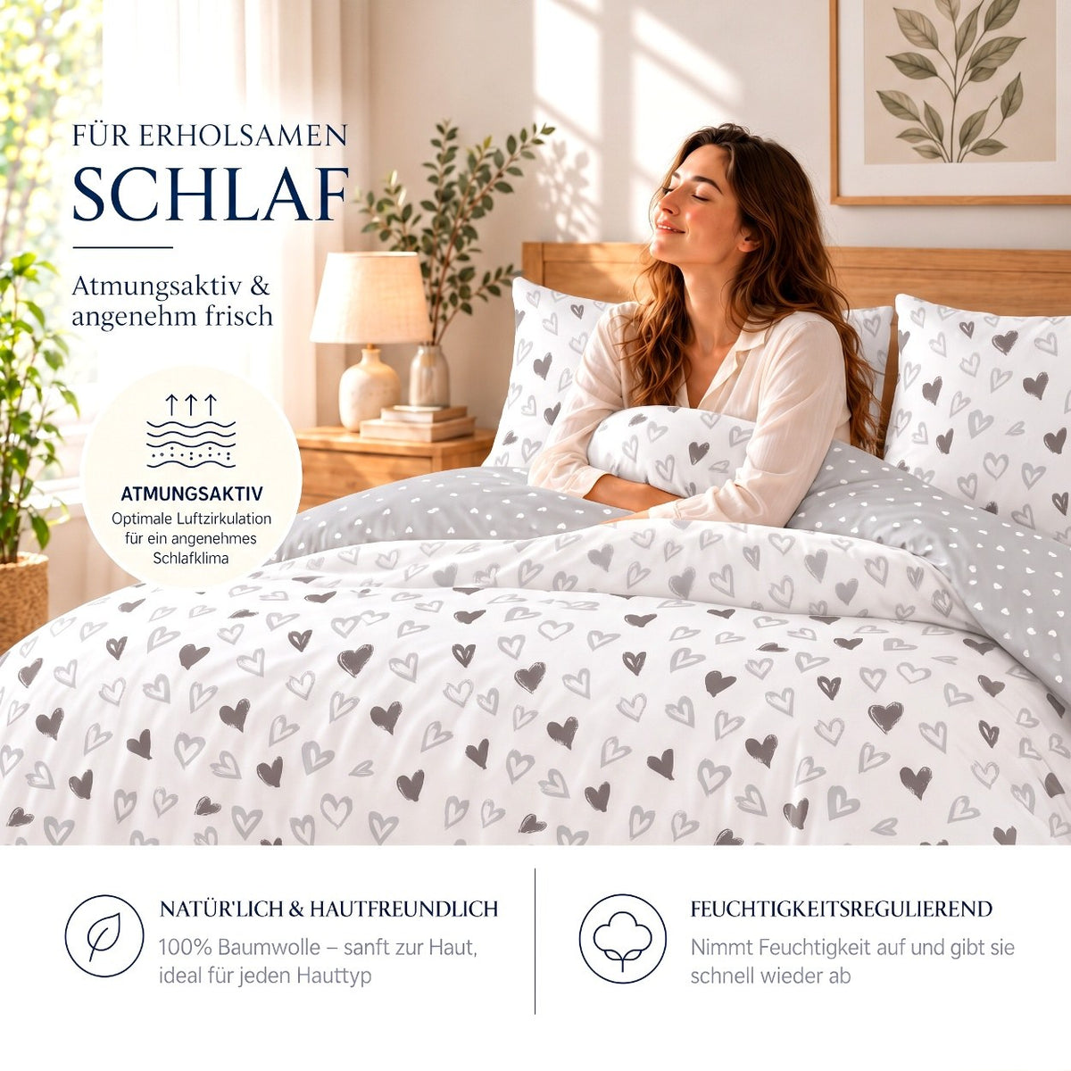 Renforcé Bettwäsche "Solene", 100 % Baumwolle, Reißverschluss