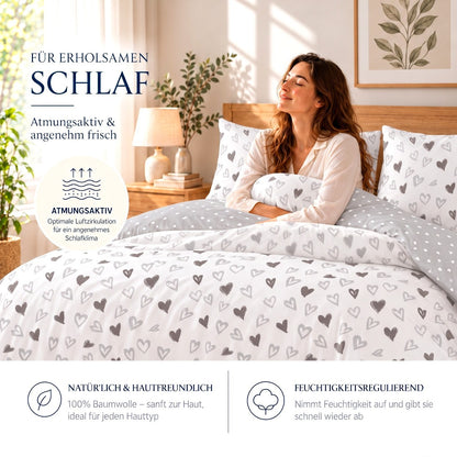 Renforcé Bettwäsche "Solene", 100 % Baumwolle, Reißverschluss