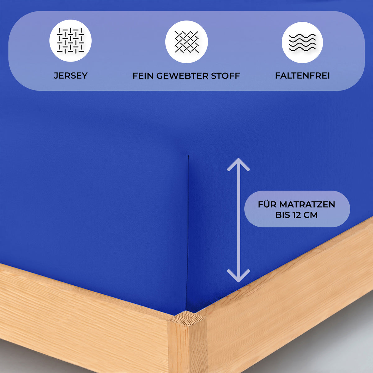 Topper Jersey Spannbettlaken 120x200 cm – Dunkelblau – Bild 3