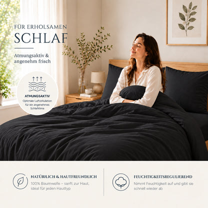 Renforcé Bettwäsche Uni, 100 % Baumwolle, mit Reißverschluss